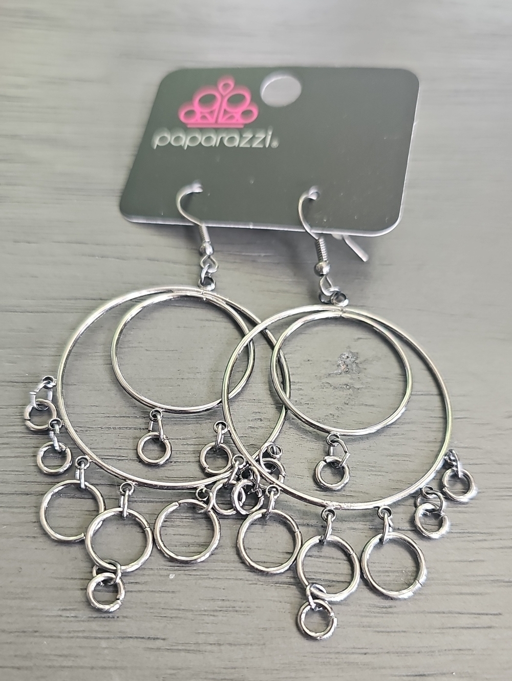 paparazzi Gunmetal Layered Hoop Dangle Earrings